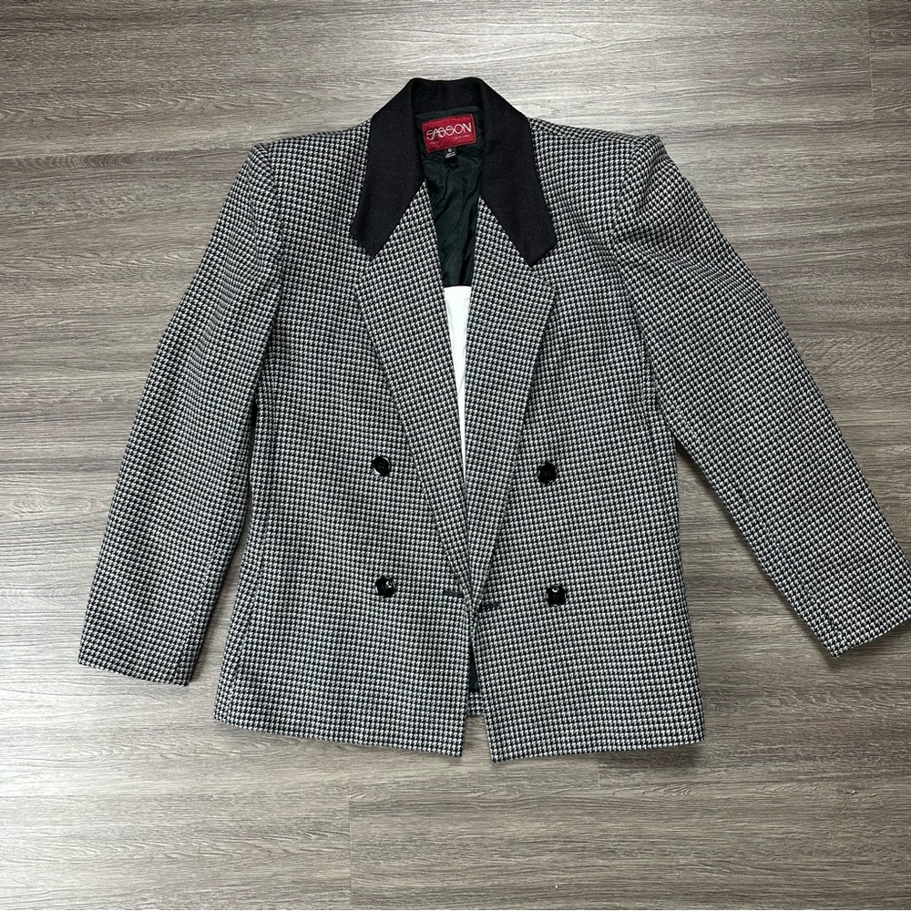 Black and White Houndstooth Blazer